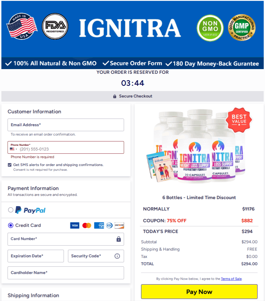 Ignitra Supplement Checkout